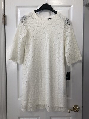 Ronni Nicole Womens Ivory Eyelet Lace Overlay Round Neck Knee Length Dress Small | eBay Ronni Nicole Womens Ivory Eyelet Lace Overlay Round Neck Knee Length Dress Small | eBay