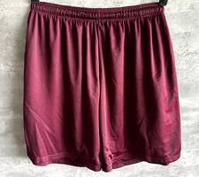 Vintage 1990s Russell Athletic Red Polyester Drawstring Waist Shorts Size 3XL