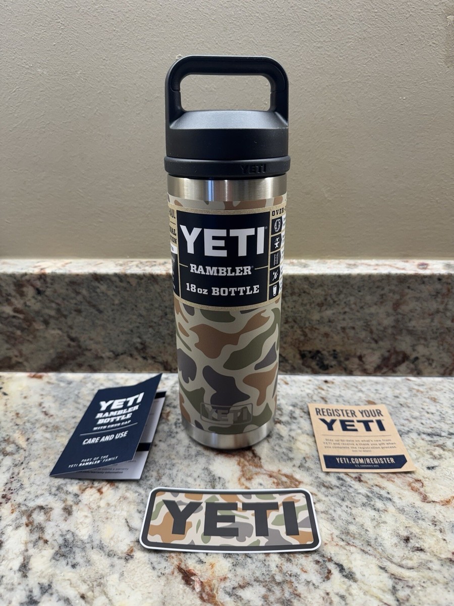 YETI Rambler 18 oz Tan Camo Bottle W/Chug Cap 🦆Limited