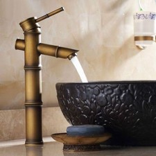 Retro Antique Brass Bamboo Shape Bathroom Basin Sink Faucet Mixer Tap fnf108