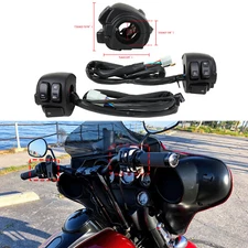 1" Motorcycle Handlebar Control Switches W/ Wiring Harness For Harley 1996-2012