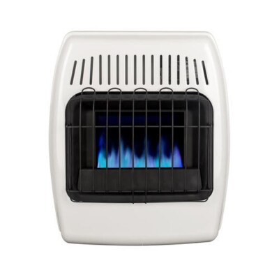 10000 BTU White Dual Fuel Convection Vent Free Wall Heater Blue Flame Cabin