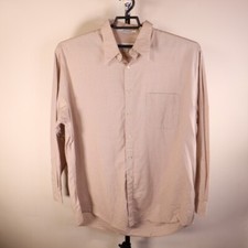 Perry Ellis Cream Long Sleeve Button Down Dress Shirt Size 17.5/34-35 or L