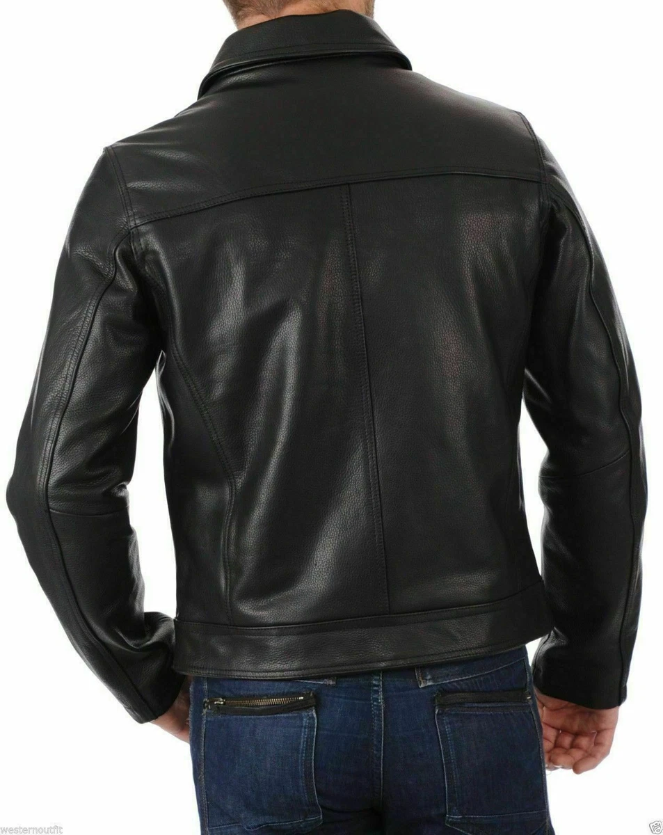 Plain leather shop jacket mens