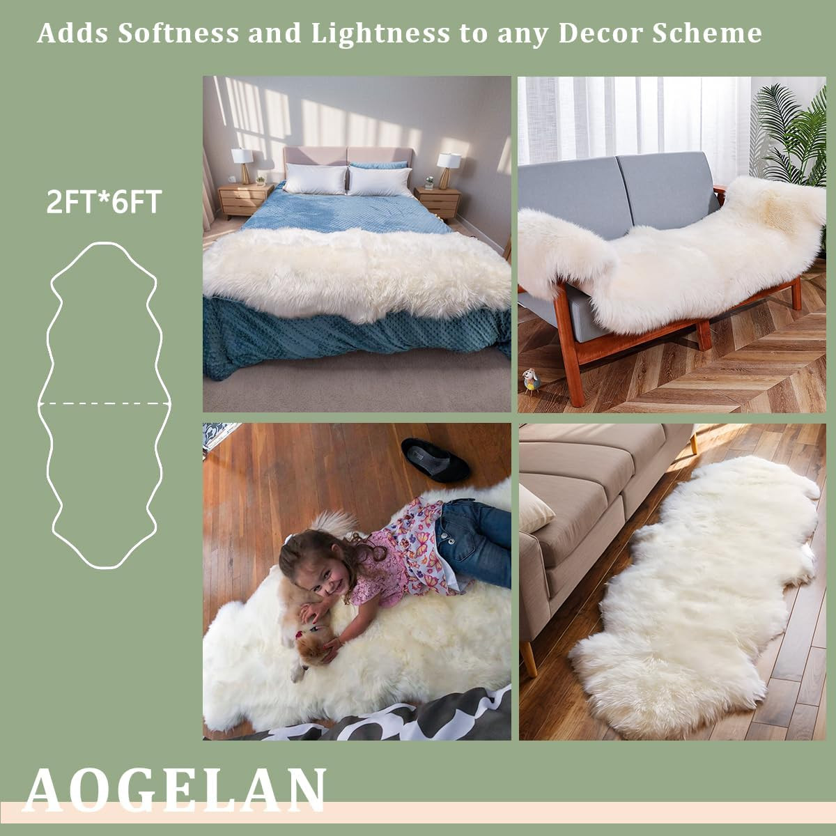 Luxurious Pansy Purple Sheepskin Rug - Fluffy Soft Area Cover 2x6 Ft