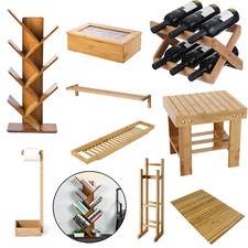 WOODEN BOOK RACK TEA BOX BATH MAT MAGAZINE RAIL STOOL TOILET ROLL HOLDER TOWEL 