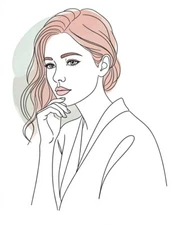 Digital Minimalist Line Art Woman Portrait - Modern Abstract Wall Art Print