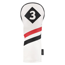 Majek Retro Golf 3 Fairway Wood Headcover White Red Black Vintage Leather Style