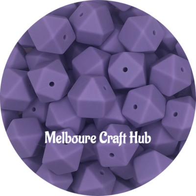 5 silicone beads LILAC 17mm hexagon BPA free DIY jewellery