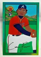 Cristian Pache 2021 Topps X 1989 Bowman by Keith Shore Green Refractor RC #'d/89