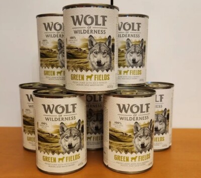 8 x 400g Wolf of Wilderness GREEN FIELDS Adult Hundenassfutter Nassfutter Hund