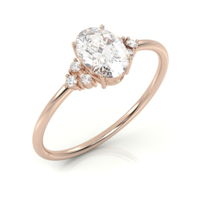 2,40 ct Ovalschliff IGI Lab Grown Created Diamond Engagement Ring 14 K Rotgold