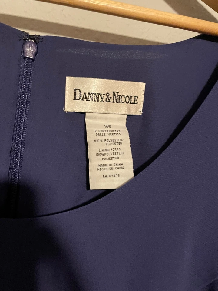 Vestido Danny & Nicole Mujer 16W Azul Marino Gasa Floral Bordado Hada Y2K Nuevo con Etiquetas Foto 2 de 4