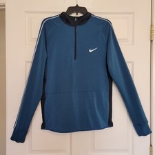 Nike Dri-Fit Blue Running 1/4 Zip Pullover Hoodie Long Sleeve Jacket SZ. Medium