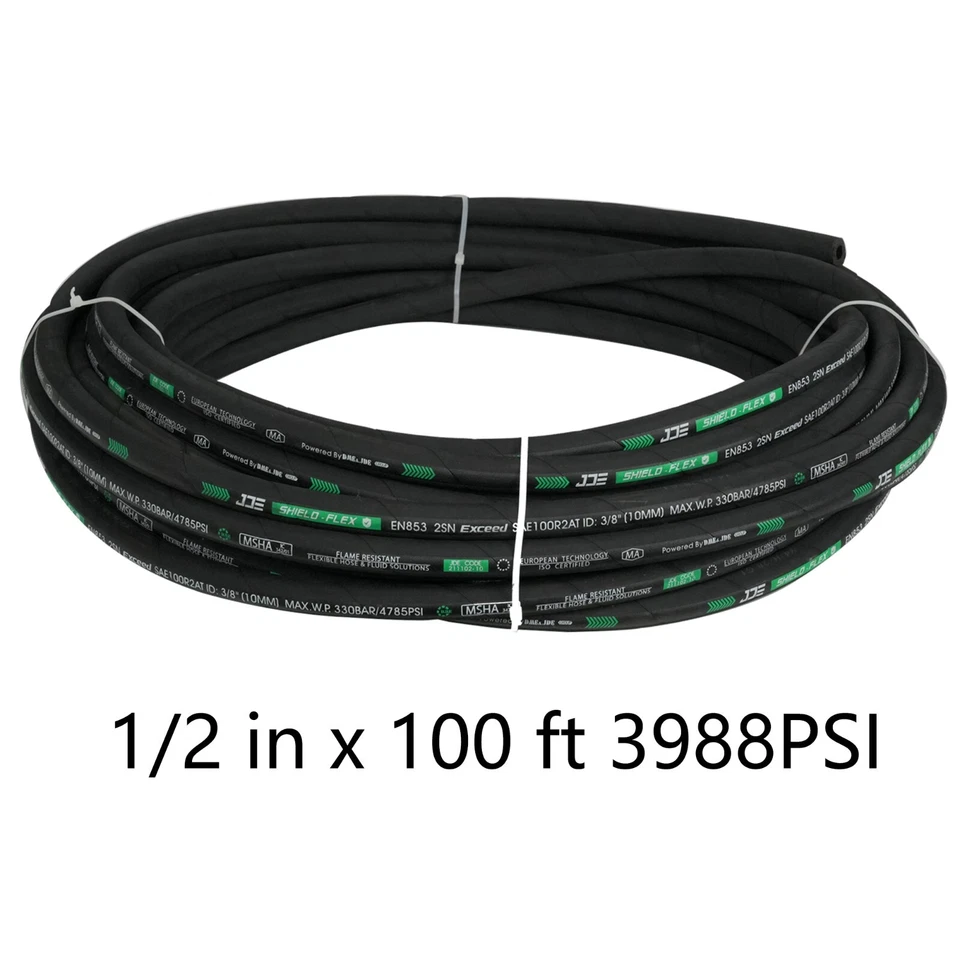 Autovo 1/2 in x 100 ft hydraulic hose, 3988 PSI,High-Tensile Steel Wire Braid - Image 2 of 4