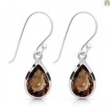 Smokey Quartz Gemstone Sterling Drop Dangle E...