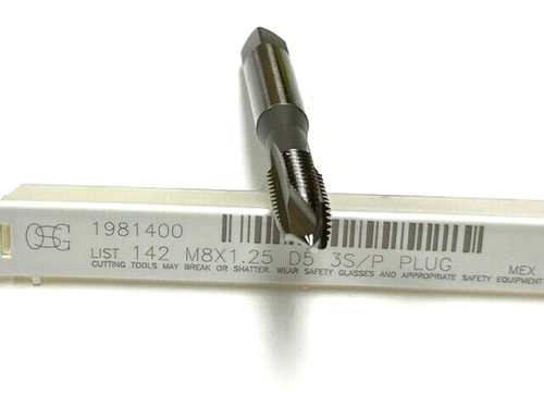 M8 X 1,25 3 FLAUTI PUNTO SPIRALE RUBINETTO METRICO HSS FINITURA BRILLANTE OSG 1981400 - NUOVO! - Foto 2 di 7