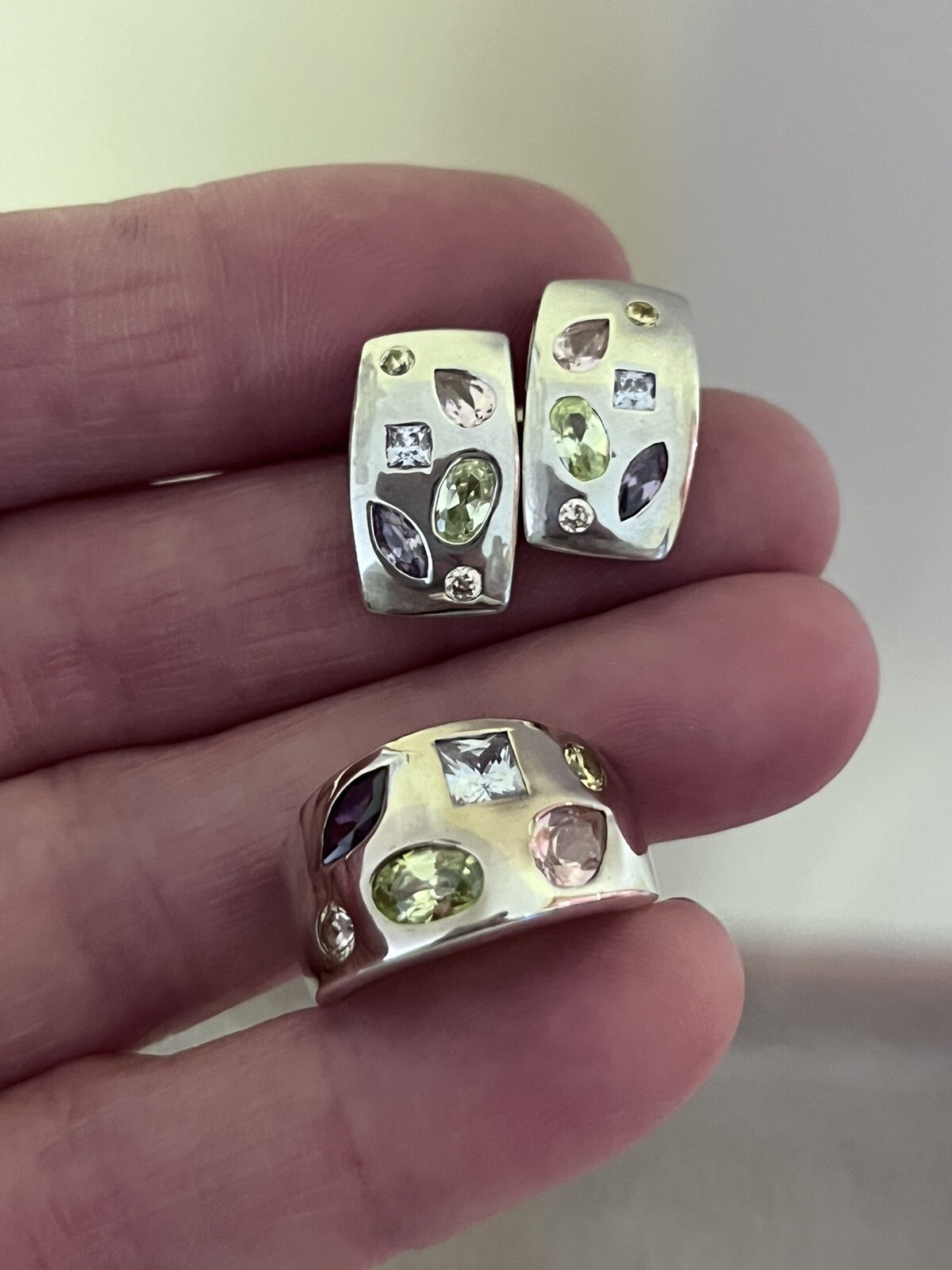 Multi Gemstone Sterling Silver Dome Shape Ring An… - image 7