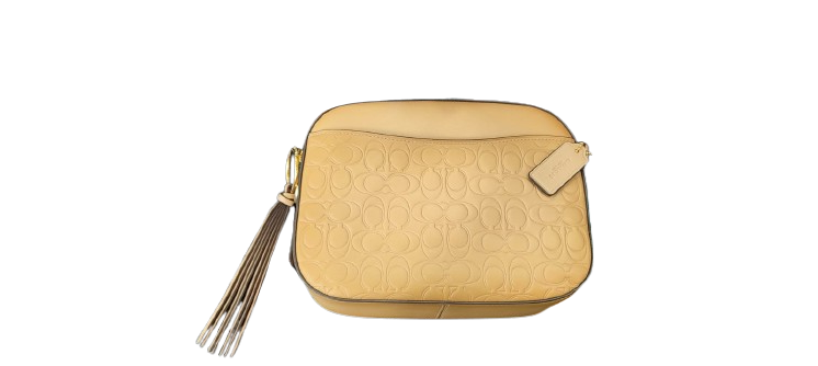 Coach Beige Leather Crossbody Bag with Adjustable Strap  -image