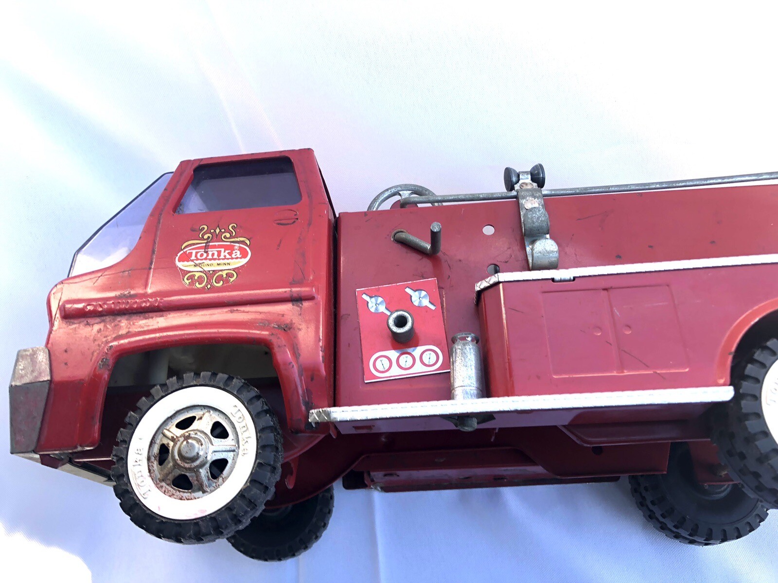 Tonka Fire Engine Pumper Truck 1960s Gas Turbine Pressed Steel 15” Long
