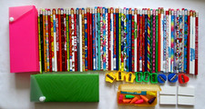 Pencils Multi Designs 60 W/2 Pencil Box W/9 Sharpeners W/5 Erasers -New