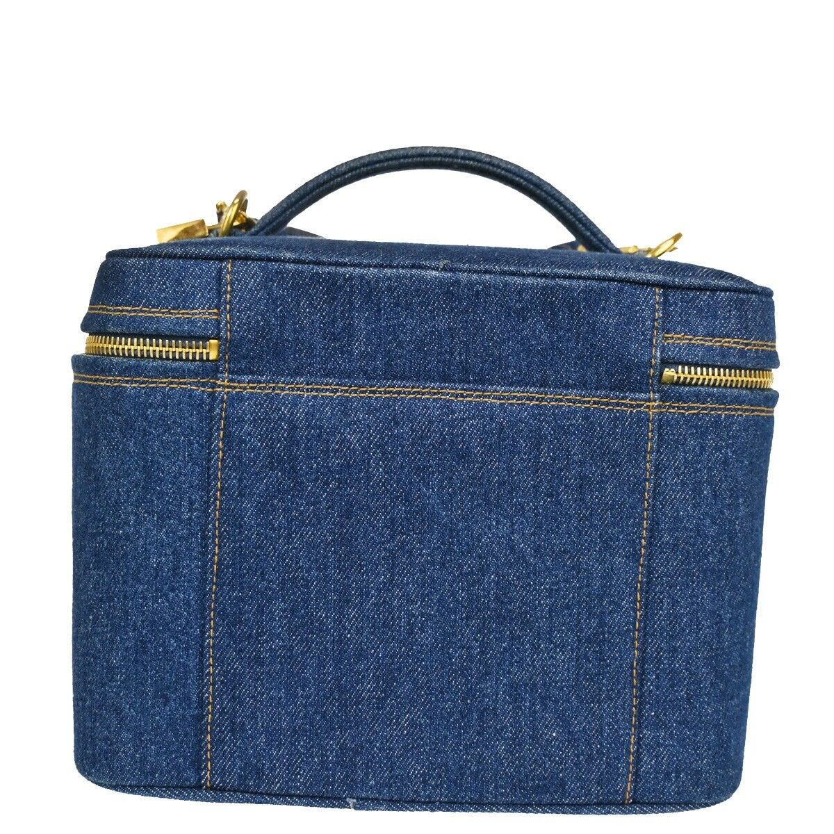 CHANEL CC Logo 2Way Shoulder Hand Vanity Bag Denim Leather CHANEL CC Logo 2Way Shoulder Hand Vanity Bag Denim Leather