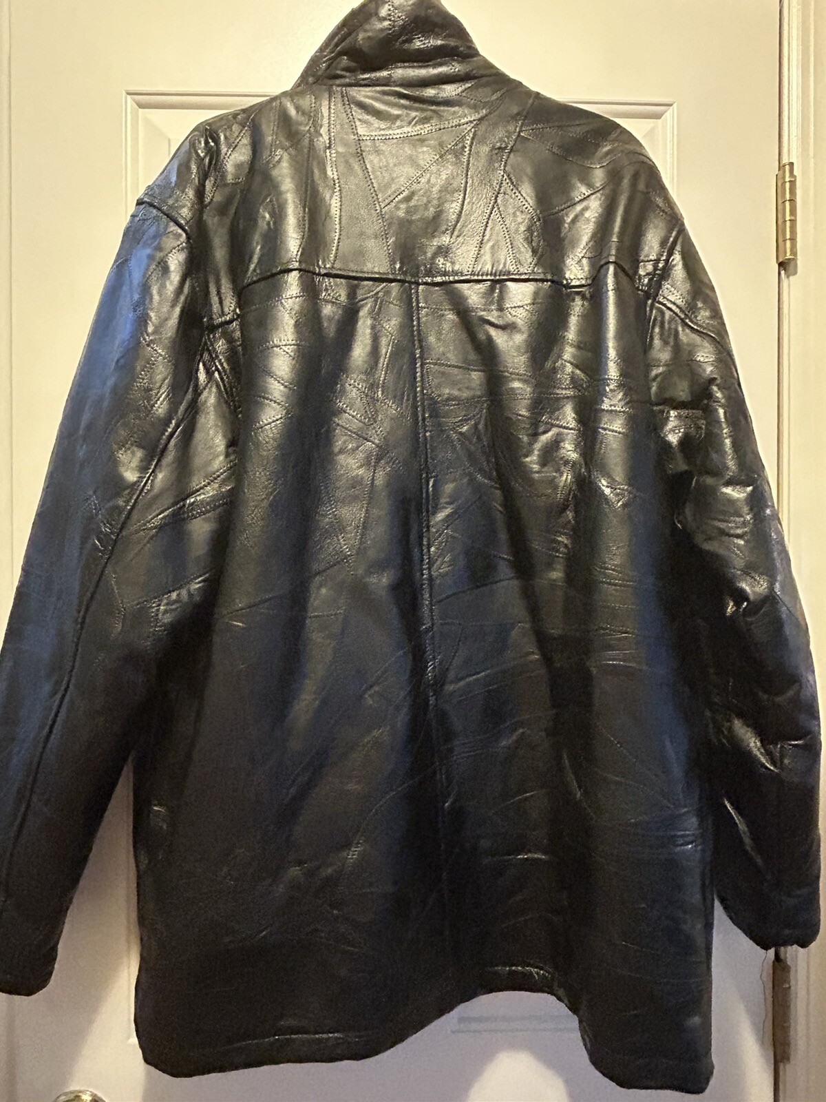 Legacy Patchwork Embossed Leather Coat Mens XL Bl… - image 4