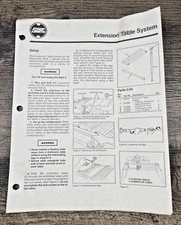 Shopsmith  extension table system manual