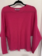 In Cashmere Pink Dolman Sleeve Round Neck Fringe Sweater EUC XS