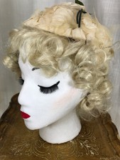 Vintage 50's White Rose Petal Bridal Hat