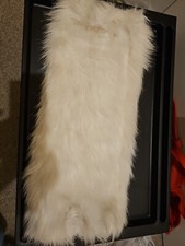 White Faux Fur Leg Wormers And Hat Set