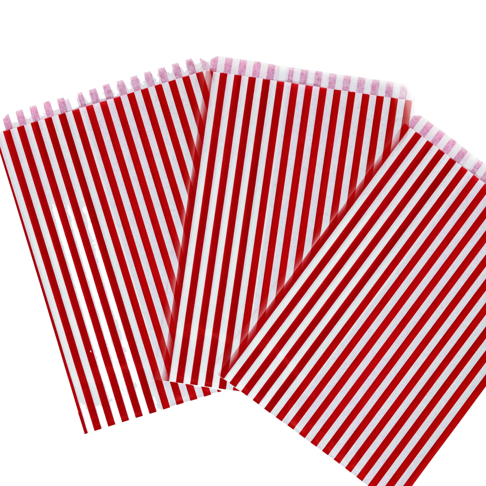 Bolsas de papel a rayas rojas caramelo, dulces favoritos tienda de regalos bolsas de fiesta bolsas de caramelo baratas