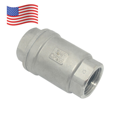 3/4'' in inch Spring Loaded In-line NPT Threaded Check Valve Stainless Steel