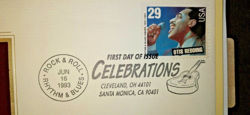 OTIS REDDING RHYTHM & BLUES 1993 22kt Gold Replica First Day Cover CARD Stamp LN - Image 4 of 4