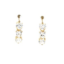 14KT YELLOW GOLD HEART CURBIC ZIRCONIA HOOP EARRINGS 2.1 GRAMS