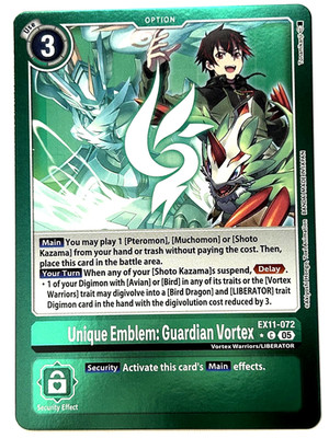 Unique Emblem: Guardian Vortex Common Dawn of Liberator EX11-072 C* NM Digimon