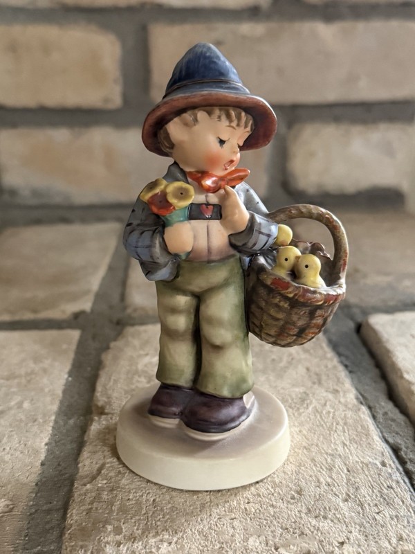 1971 Hummel Goebel Easter Greetings Figurine Boy with Flowers & Basket #378