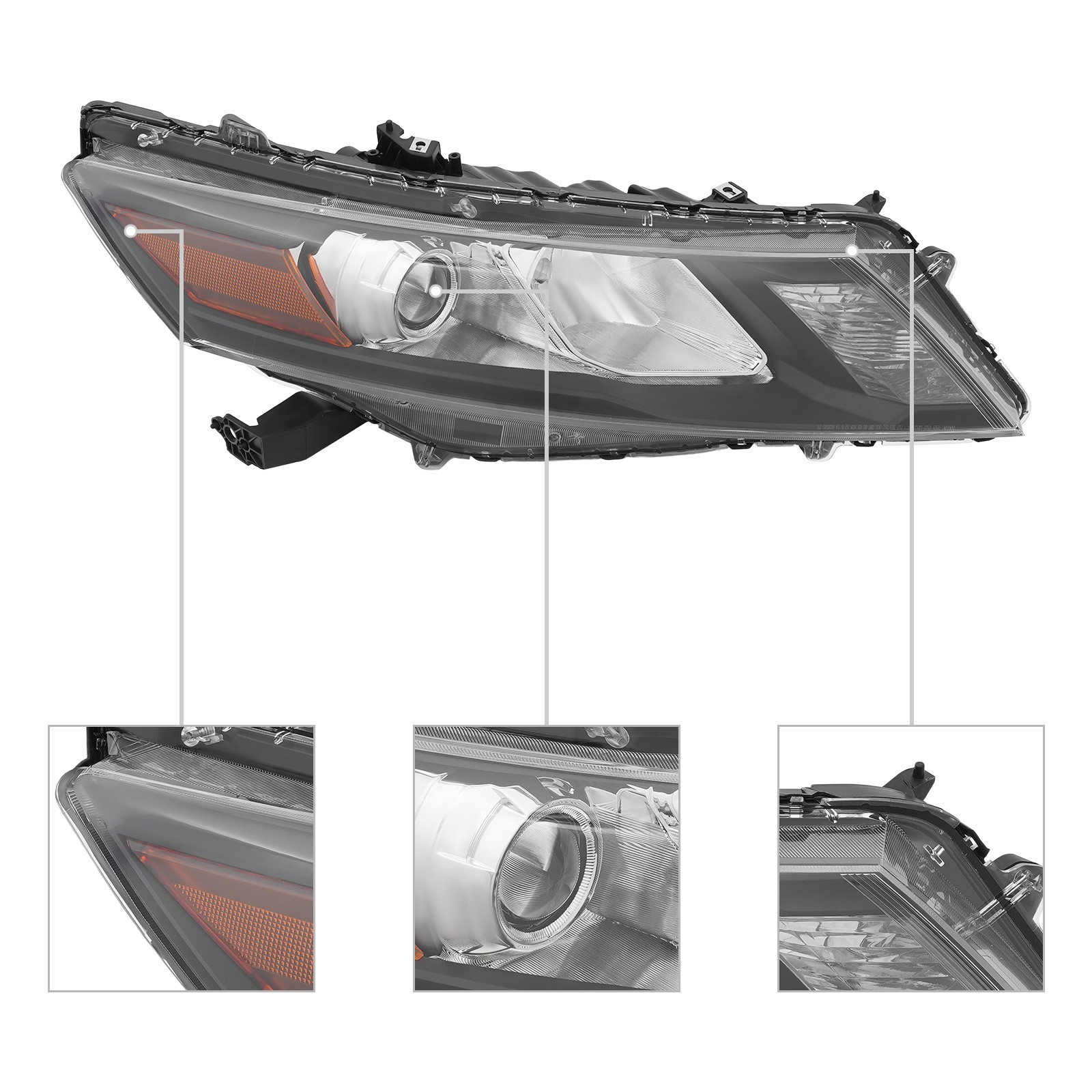 Headlamp Front Right Halogen Headlight For 2010-2012 Honda Crosstour EX/EX-L