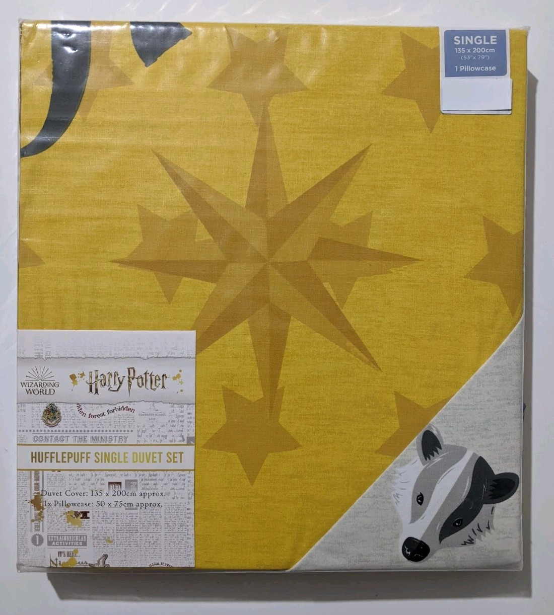 Duvet Cover Set - Single 135x200cm; 1 Pillowcase; Harry Potter Hufflepuff Dunelm