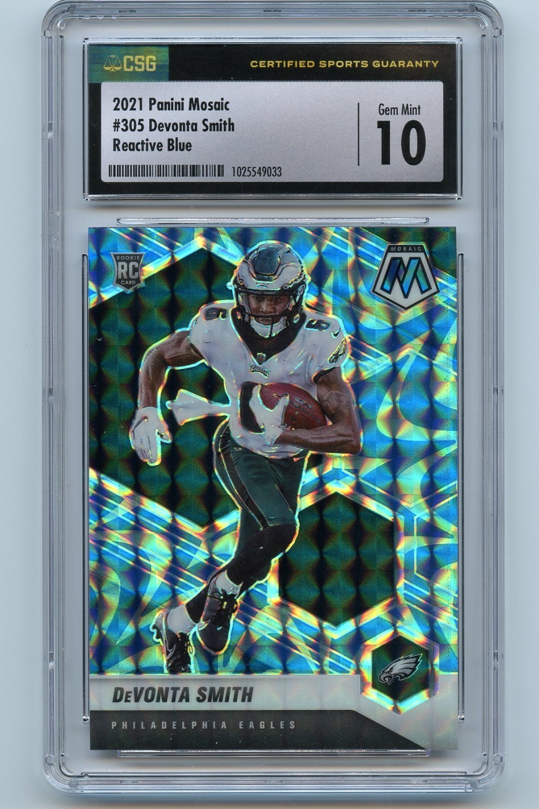 2021 Panini Mosaic - Rookies Devonta Smith #305 Reactive Blue Mosaic Prizm (RC)