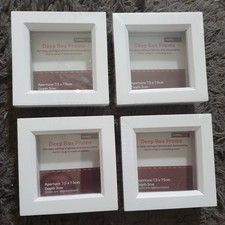 Hobbycraft White Wooden Deep Box Frame 7.5 x 7.5cm Set of 4 New