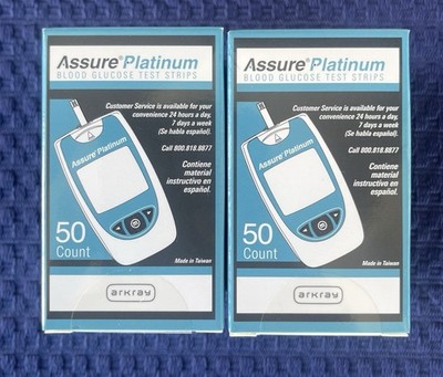 100 Count Assure Platinum Glucose Blood Test Strips (50+50) Expires 06/30/2027