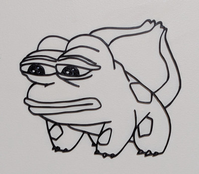 Pokemon Sad Bulbasaur Pepe Meme Crossover Character Wall Line Art 3d Print