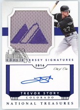 Trevor Story 2016 National Treasures Rookie Majestic Patch Auto Card RJSV-TS 1/1