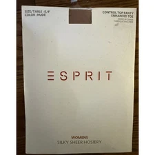 Esprit Control Top Pantyhose w/Enhanced Toe Silky Sheer Size E/F Nude NOS