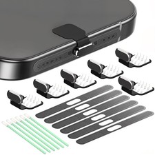 GOWEEWON 6 Pack USB C Dust Plug, Anti-Lost C Plug Cover C Black