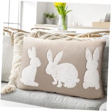Easter Pillow Covers 12 x 20 Inch Bunny Pillow Covers Neutral Easter Bunny