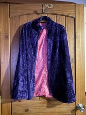 Purple Velvet Cape Cloak Pink Lined 31.5  Possibly Handmade Renaissance Costume