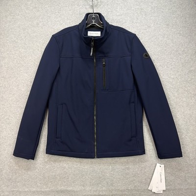 Calvin Klein Jacket Mens Small Navy Blue Infinite Stretch Soft Shell Zip Up NEW