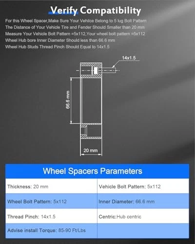 4PCS 20mm 5x112 Hubcentric Wheel Spacers for Audi A4 A5 A6 Quattro 2008-2017 - Image 3 of 4